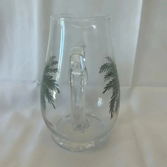 Bahama by Gibson Designs Glassware Pitcher 8.75” Height Palm Tree Glassware - Picture 5 of 5